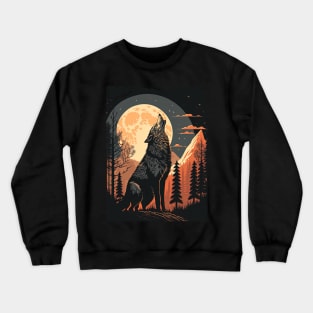 Werewolf howling in front of the moon Crewneck Sweatshirt